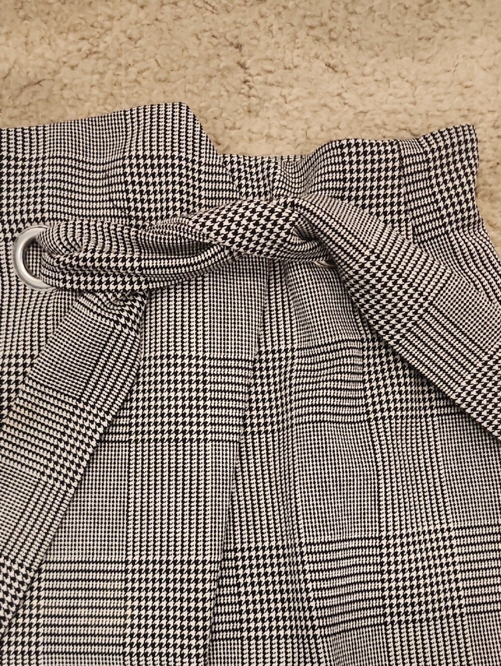 H&M Gray Plaid Paperbag Waist Pencil Skirt with Tie - Picture 2 of 3